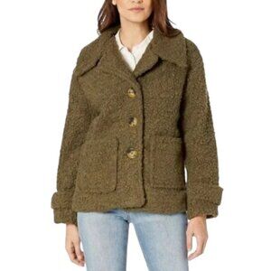 Free People So Soft olive green teddy peacoat size S